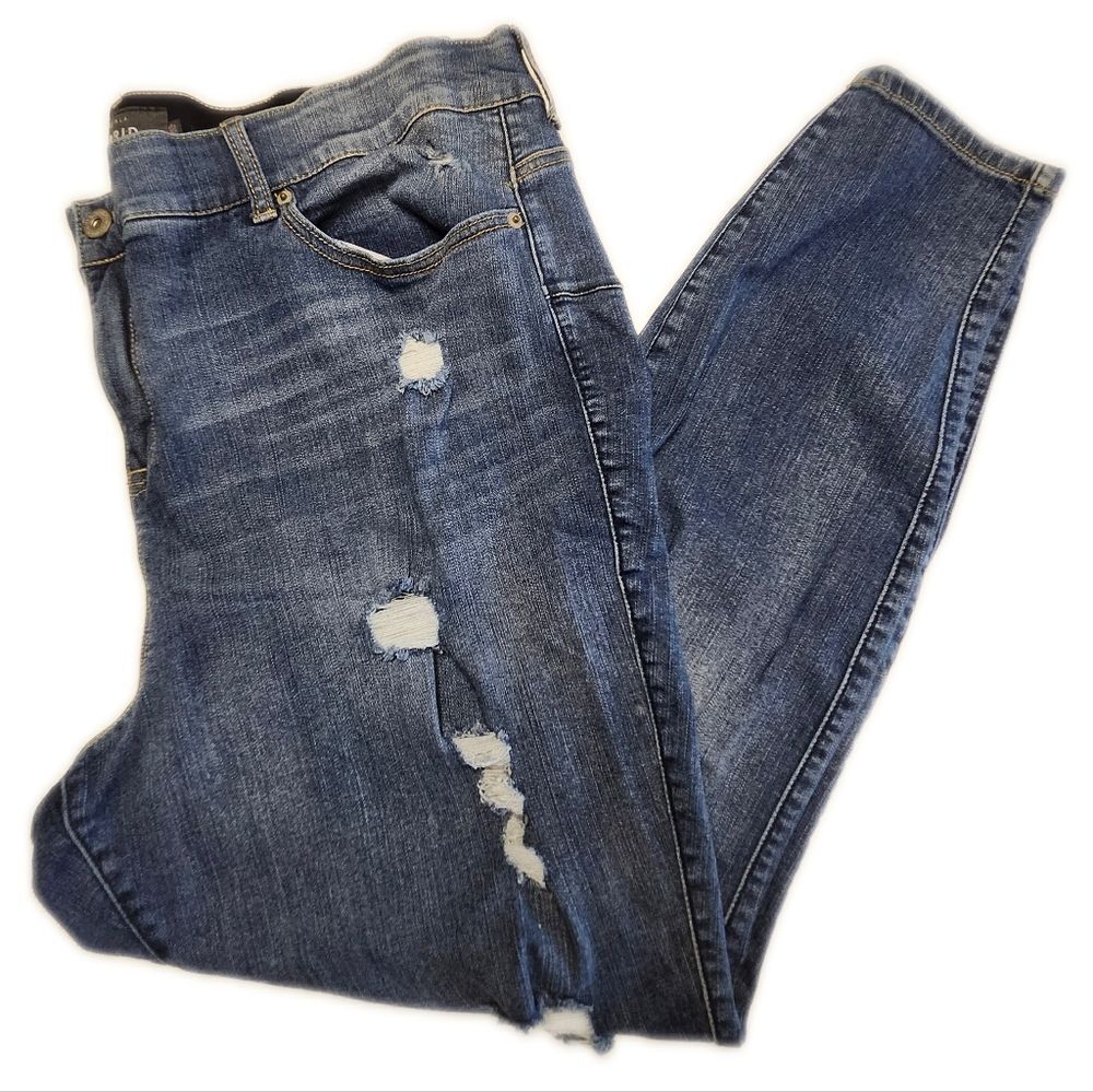 Torrid Premium Bombshell Skinny Medium Blue Distressed Jeans, Wm's 26T